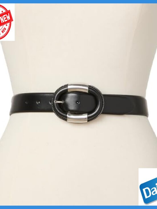 Genuine Leather Belt with Silver Hardware, Small Size